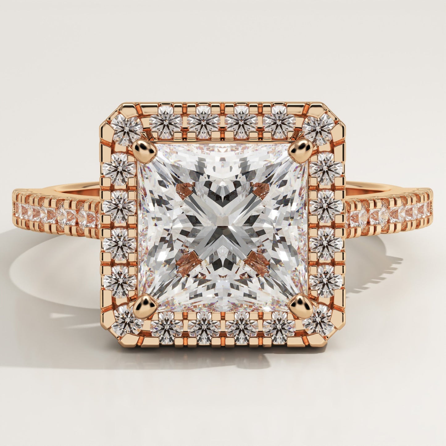 Princess Cut Halo & Pave Cathedral Lab-Grown Diamond Engagement Ring