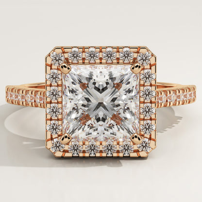 Princess Cut Halo & Pave Cathedral Lab-Grown Diamond Engagement Ring