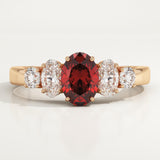 0.17 CT Oval Cut Cluster January-Garnet Birthstone Engagement Ring