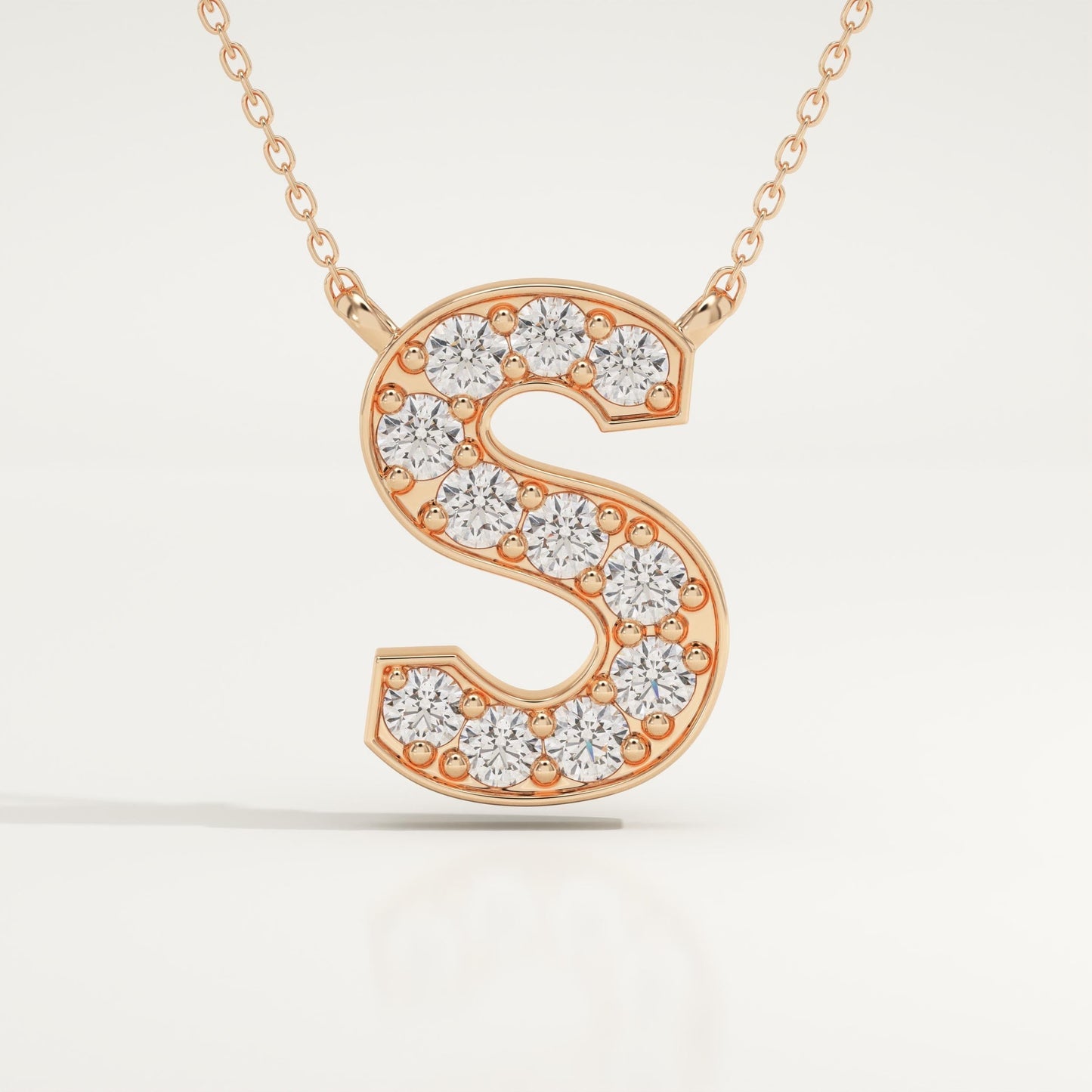 0.77 TCW Round Lab-Grown Diamond S Initial Necklace