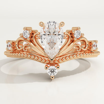 Pear Cut Art Deco Lab-Grown Diamond Engagement Ring