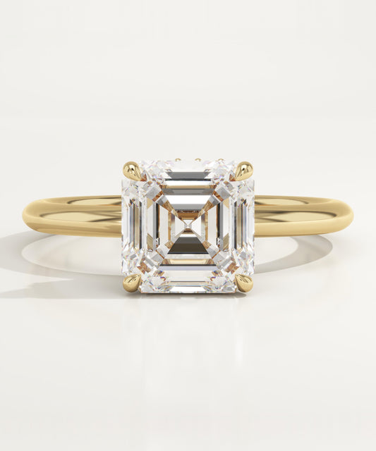 1.75 CT Asscher Cut Hidden Halo Moissanite Engagement Ring