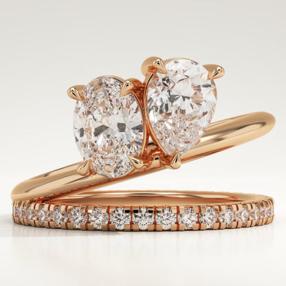 1.5 TCW Oval & Pear Cut Toi Et Moi Pave Lab-Grown Diamond Engagement Ring