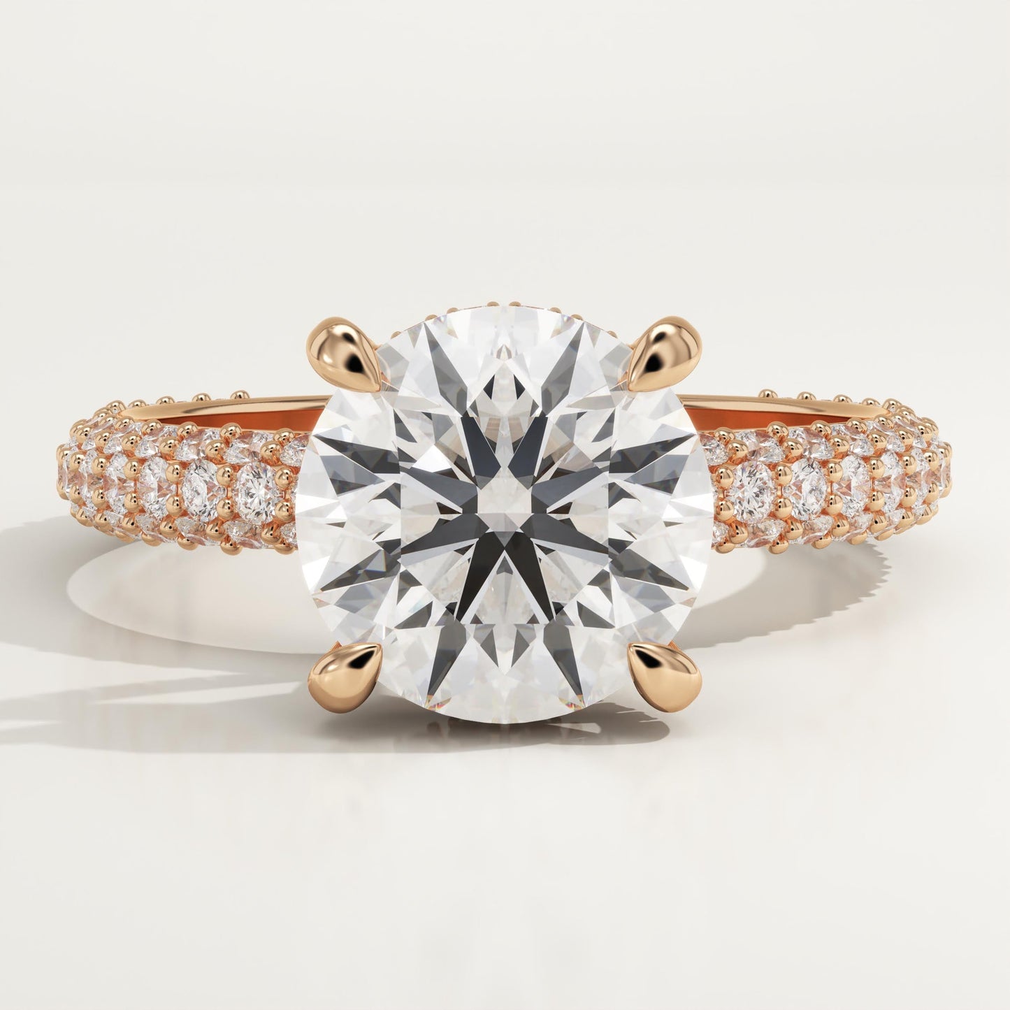 Round Cut Pave Lab-Grown Diamond Engagement Ring