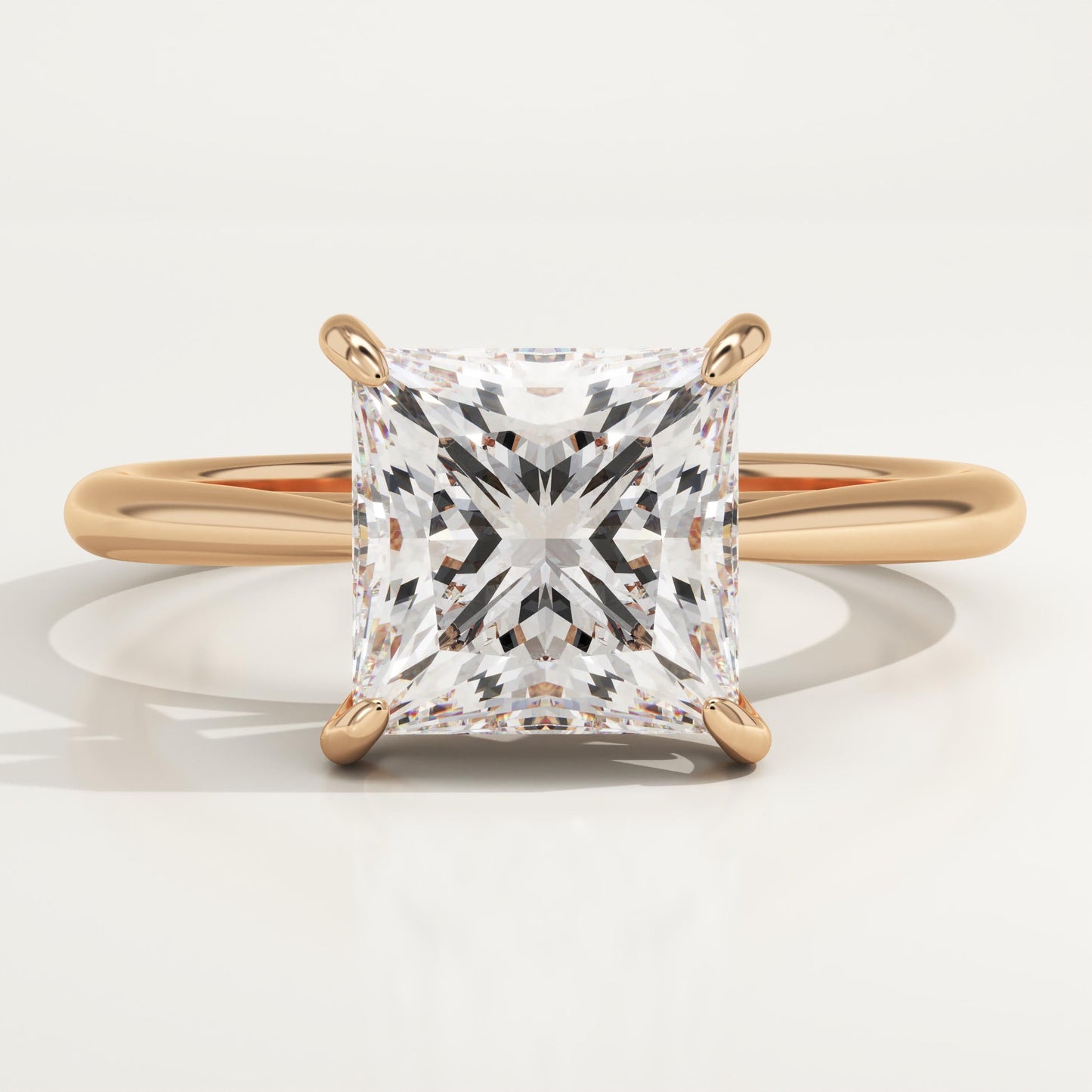 Princess Cut Solitaire Cathedral Lab-Grown Diamond Engagement Ring