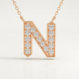 0.31 TCW Round Lab-Grown Diamond N Initial Necklace
