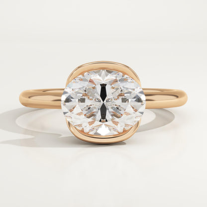 East West Oval Cut Half Bezel Lab-Grown Diamond Engagement Ring