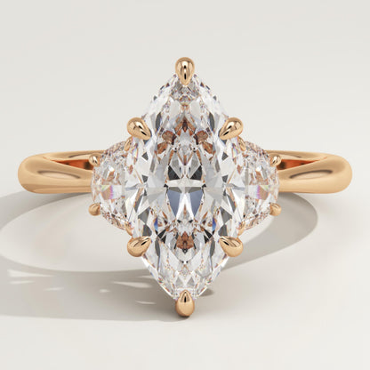 Marquise Cut Three Stone Lab-Grown Diamond Engagement Ring