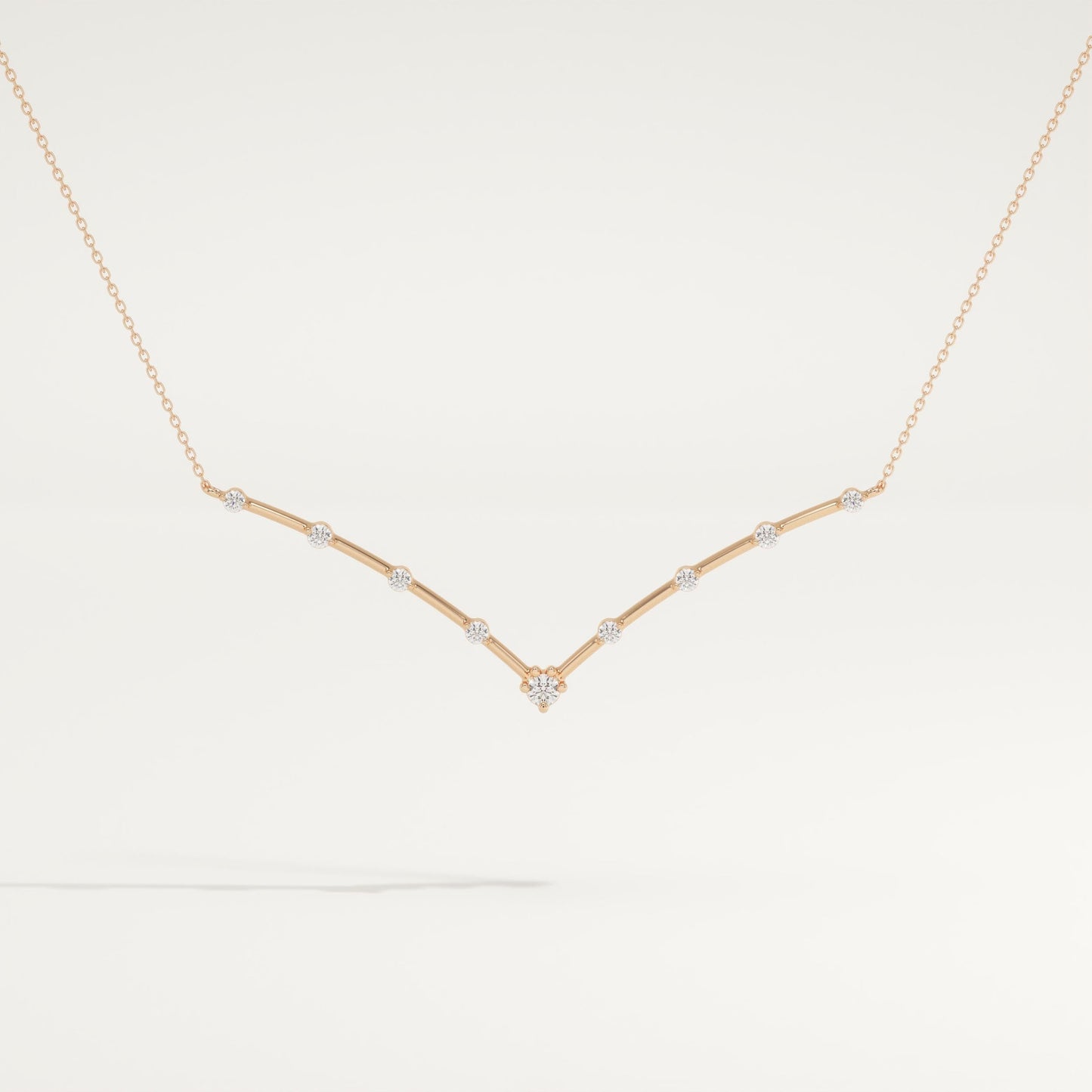 0.33 TCW Round Lab-Grown Diamond V Shaped Charm Necklace