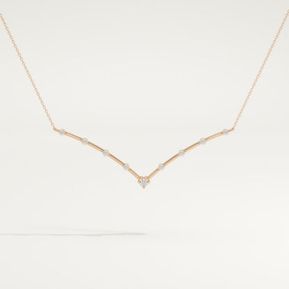 0.33 TCW Round Lab-Grown Diamond V Shaped Charm Necklace