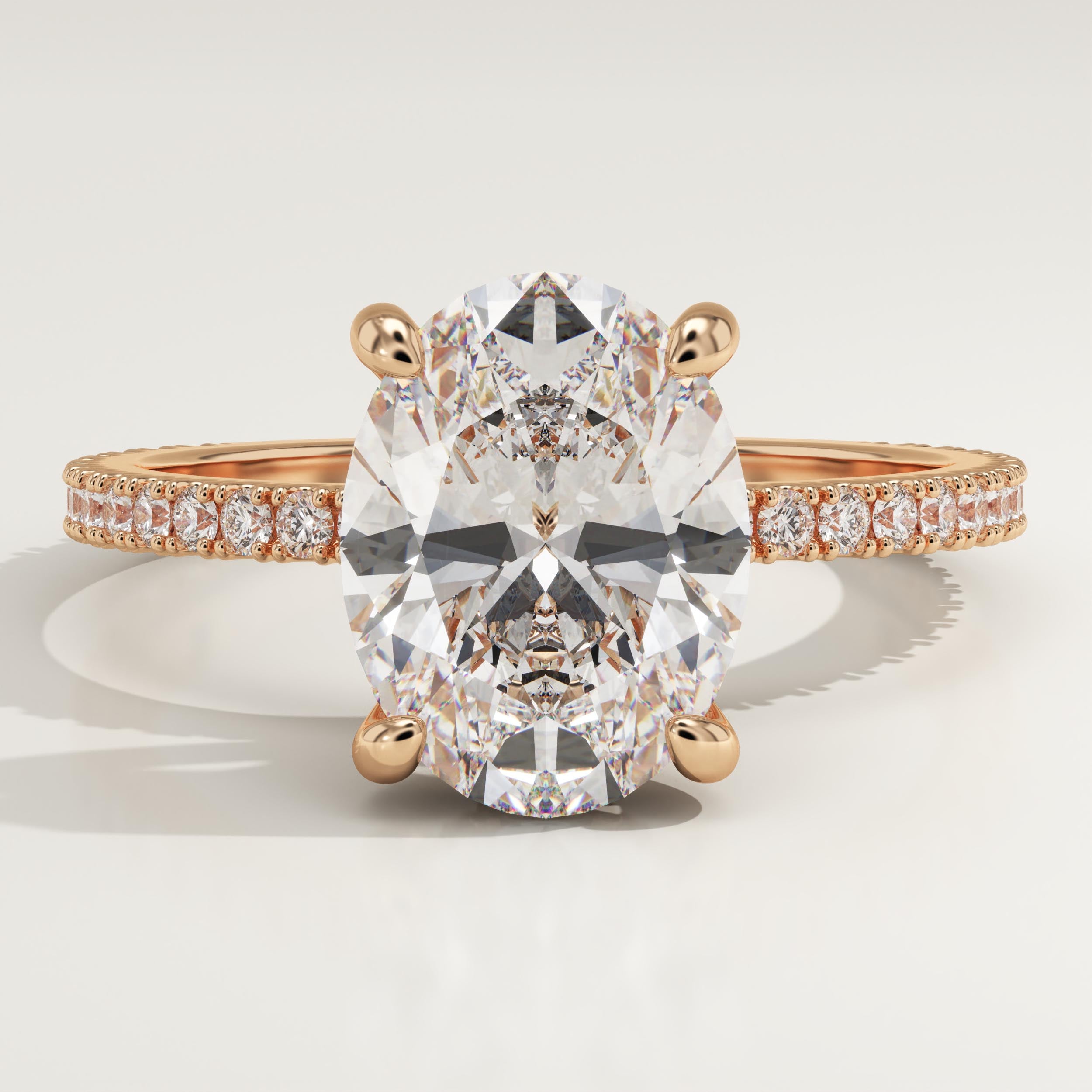 2.0 CT Oval Cut Pave Lab-Grown Diamond Engagement Ring
