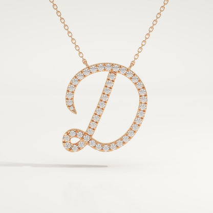 0.435 TCW Round Lab-Grown Diamond D Initial Necklace