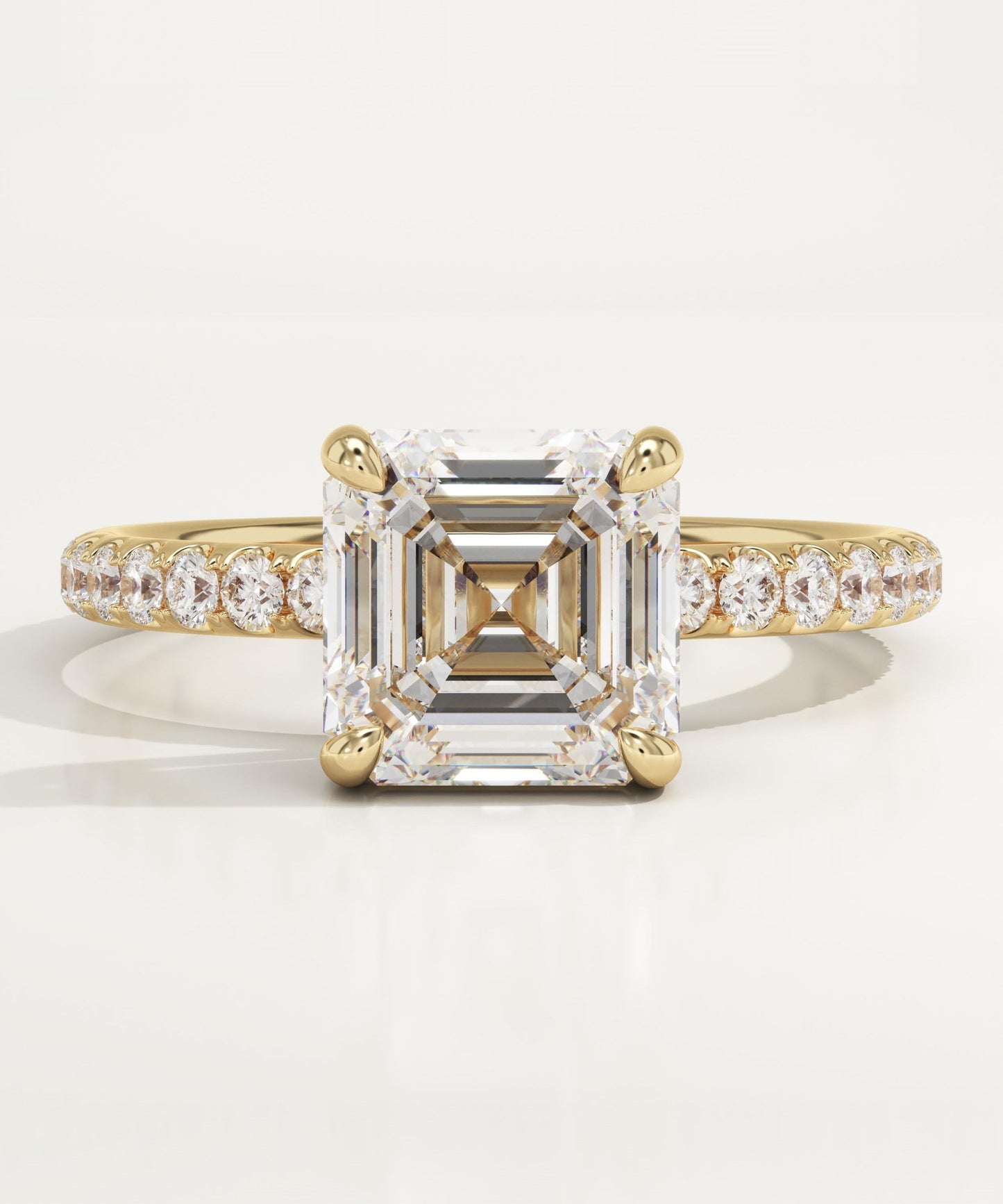 1.75 CT Asscher Cut Pave Moissanite Engagement Ring
