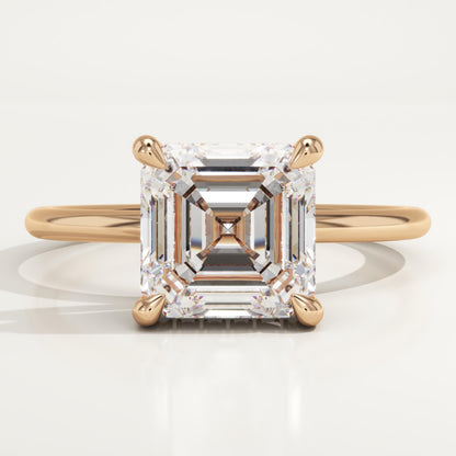 2.25 CT Asscher Cut Hidden Halo Moissanite Engagement Ring