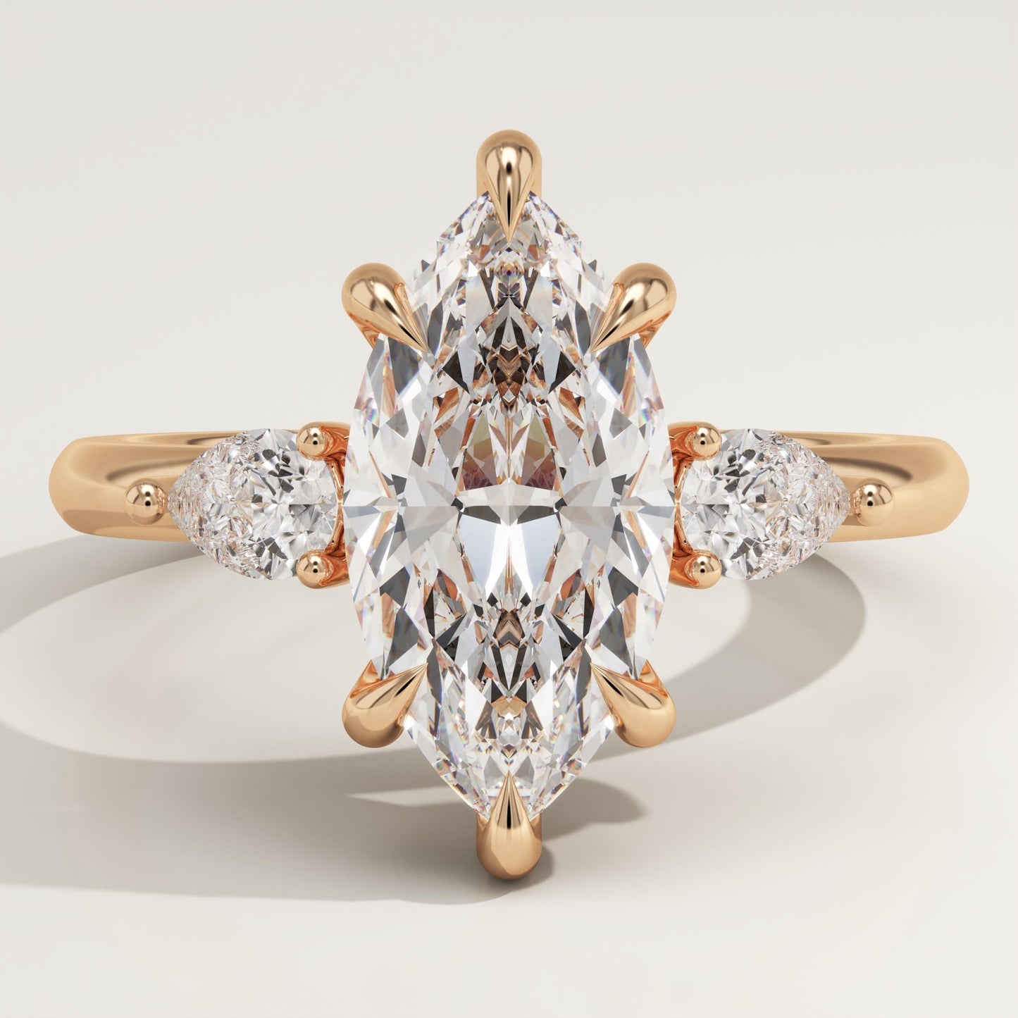 Marquise Cut Three Stone Lab-Grown Diamond Engagement Ring