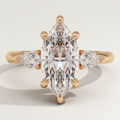 Marquise Cut Three Stone Lab-Grown Diamond Engagement Ring