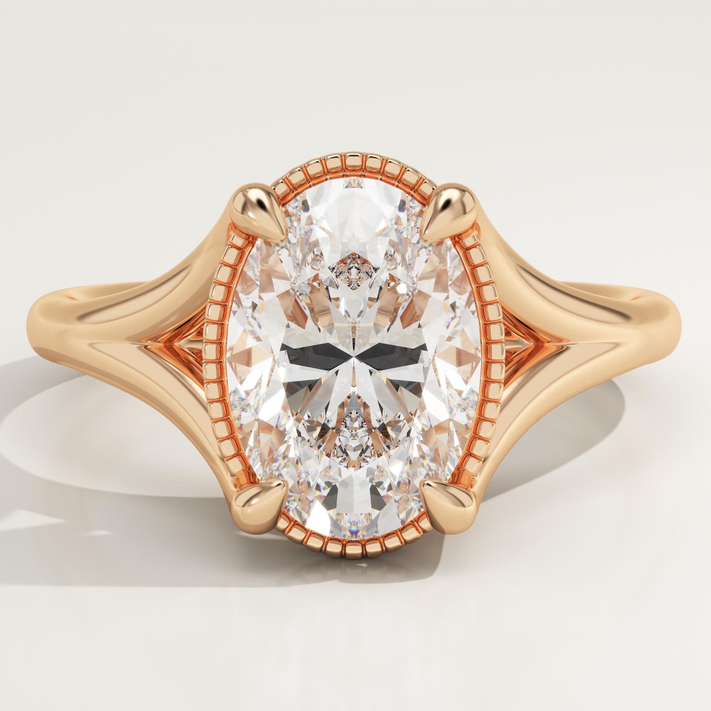 Oval Cut Split Shank Lab-Grown Diamond Engagement Ring