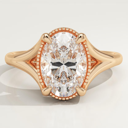 Oval Cut Split Shank Lab-Grown Diamond Engagement Ring