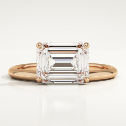 East West Emerald Cut Solitaire Lab-Grown Diamond Engagement Ring