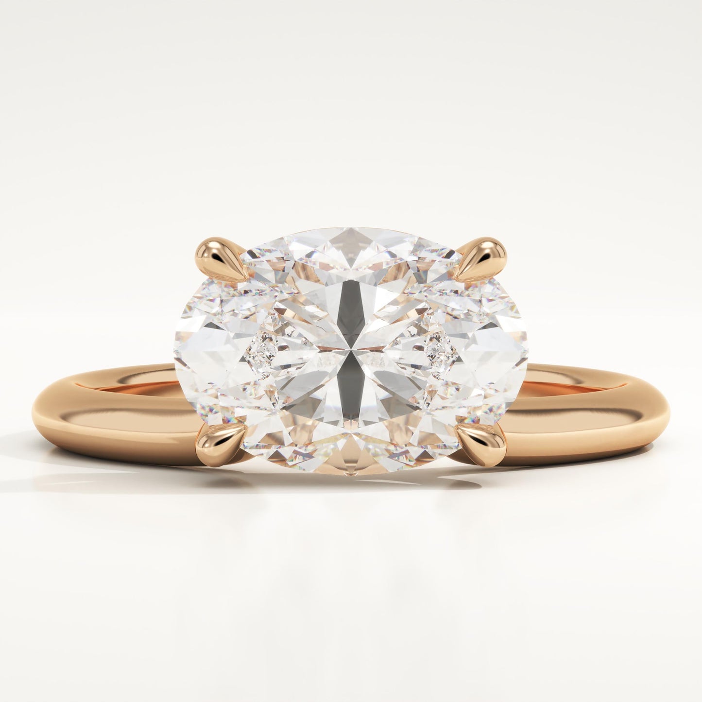 East-West Oval Cut Solitaire Lab-Grown Diamond Engagement Ring