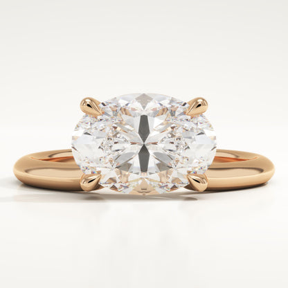 East-West Oval Cut Solitaire Lab-Grown Diamond Engagement Ring