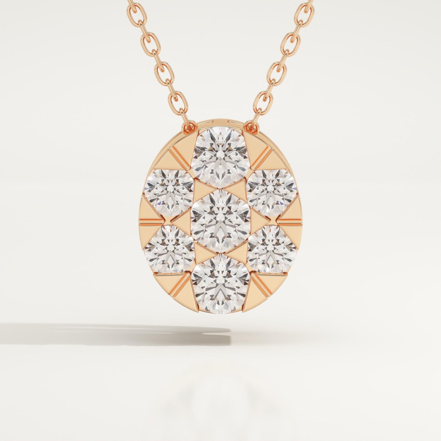 0.54 TCW Round Lab-Grown Diamond Oval Charm Necklace