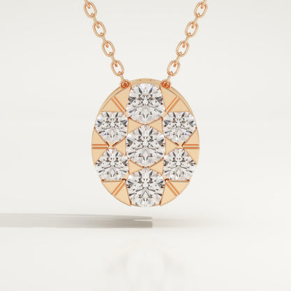 0.54 TCW Round Lab-Grown Diamond Oval Charm Necklace