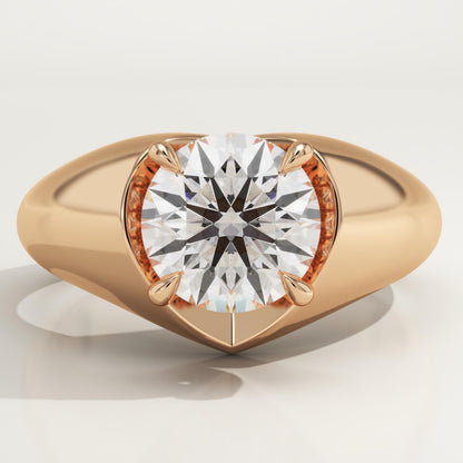 Round Cut Hidden Halo Lab-Grown Diamond Engagement Ring