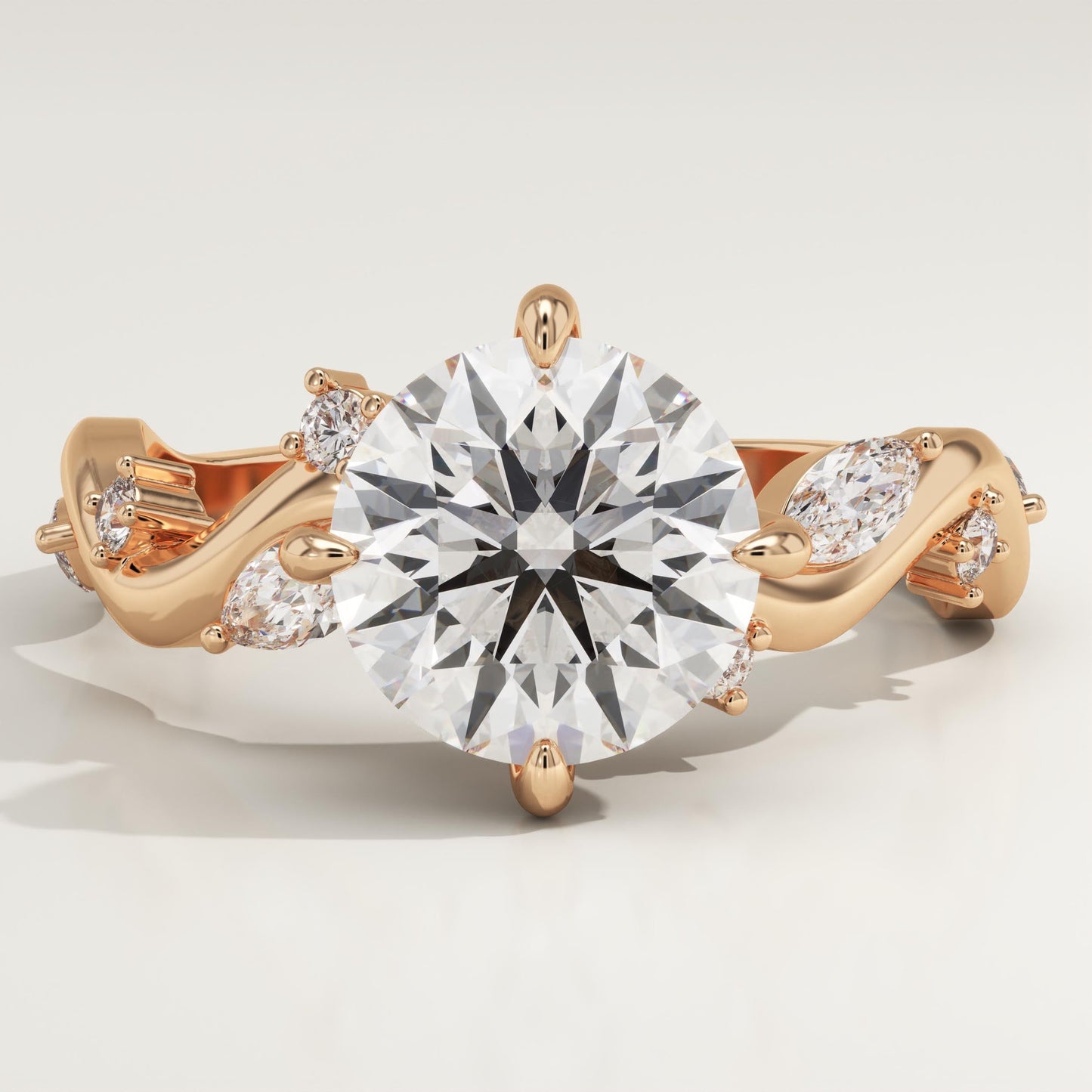 Round Cut Twig Style Lab-Grown Diamond Engagement Ring