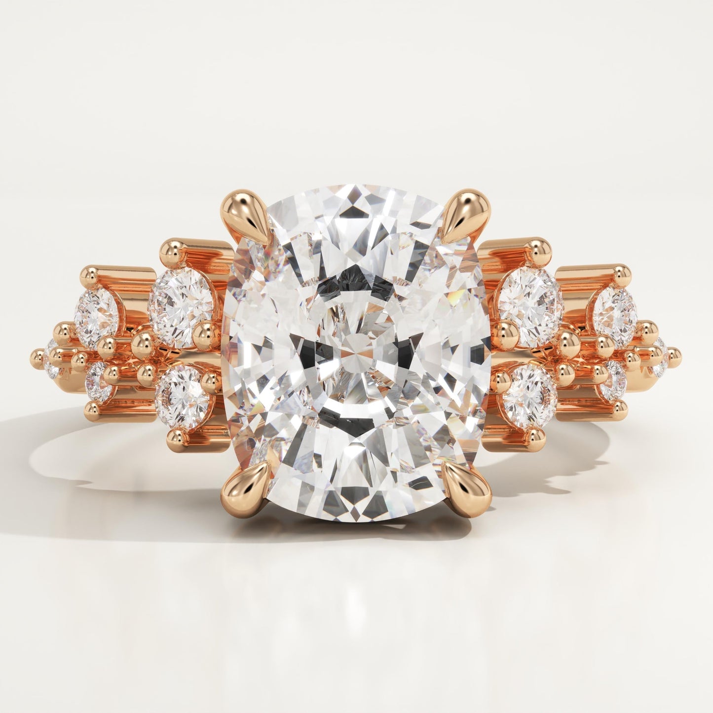 Elongated Cushion Cut Cluster Lab-Grown Diamond Engagement Ring