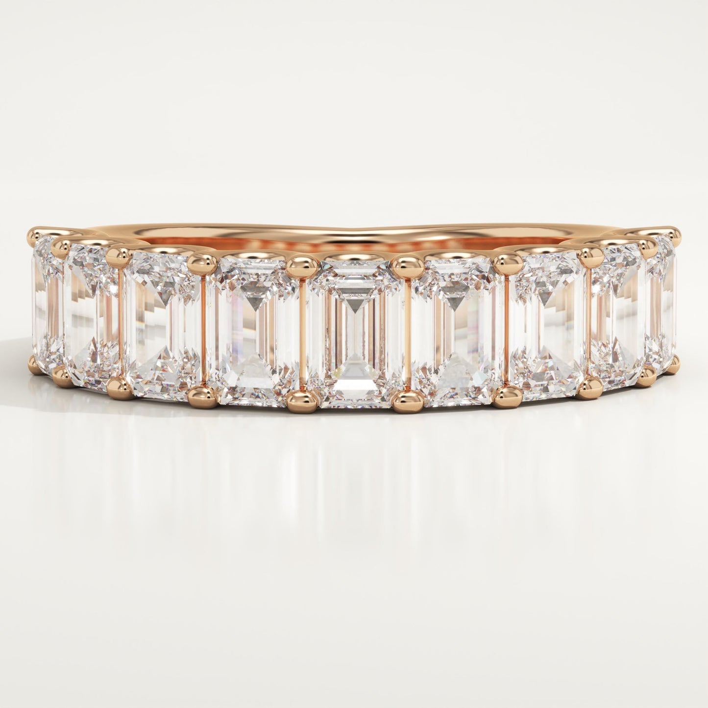 1.8 TCW Emerald Lab-Grown Diamond Half Eternity Wedding Band