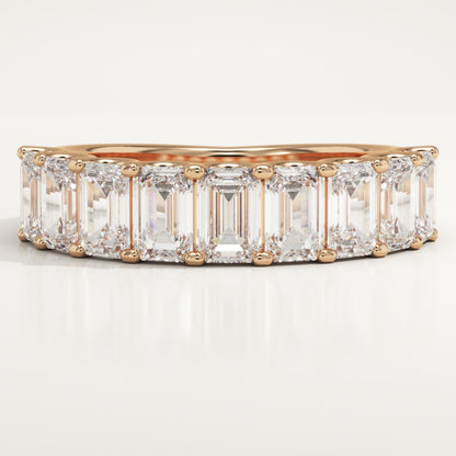 1.8 TCW Emerald Lab-Grown Diamond Half Eternity Wedding Band