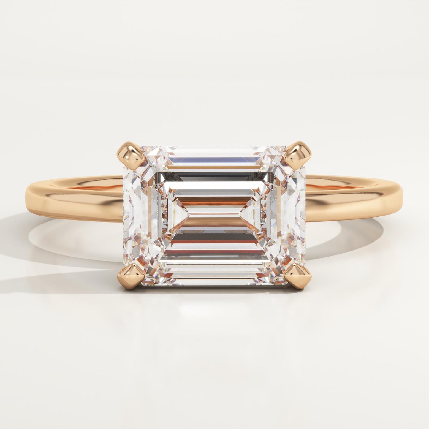 East-West Emerald Cut Solitaire Lab-Grown Diamond Engagement Ring