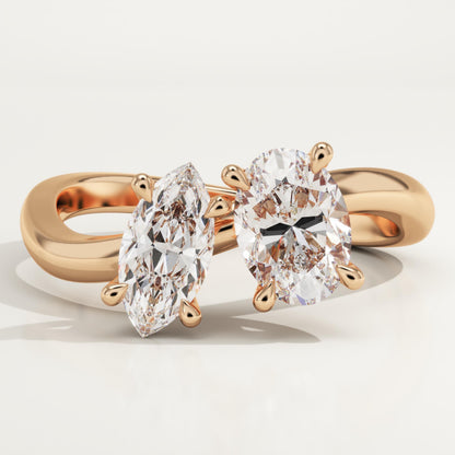 1.25 TCW Oval & Marquise Cut Toi Et Moi Lab-Grown Diamond Engagement Ring