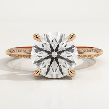 Round Cut Hidden Halo & Pave Lab-Grown Diamond Engagement Ring
