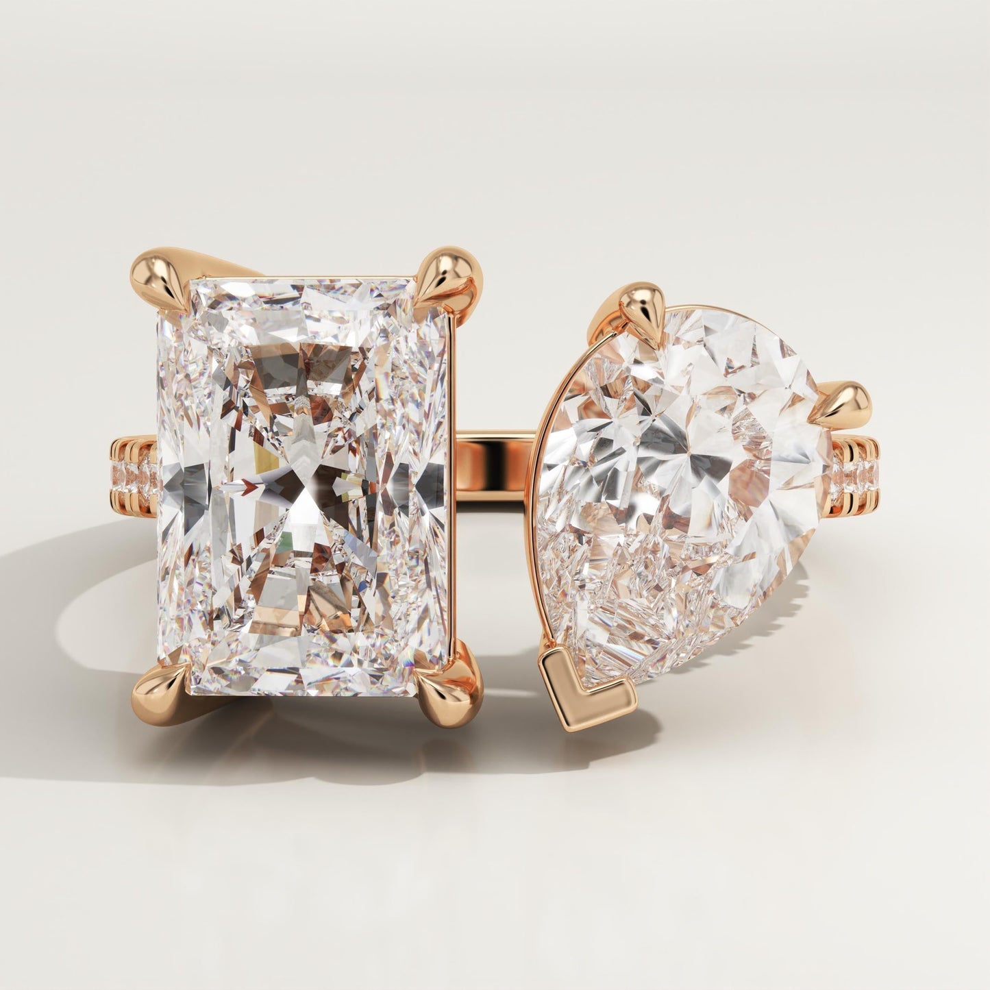 4.75 TCW Pear & Radiant Cut Toi Et Moi Pave Lab-Grown Diamond Engagement Ring