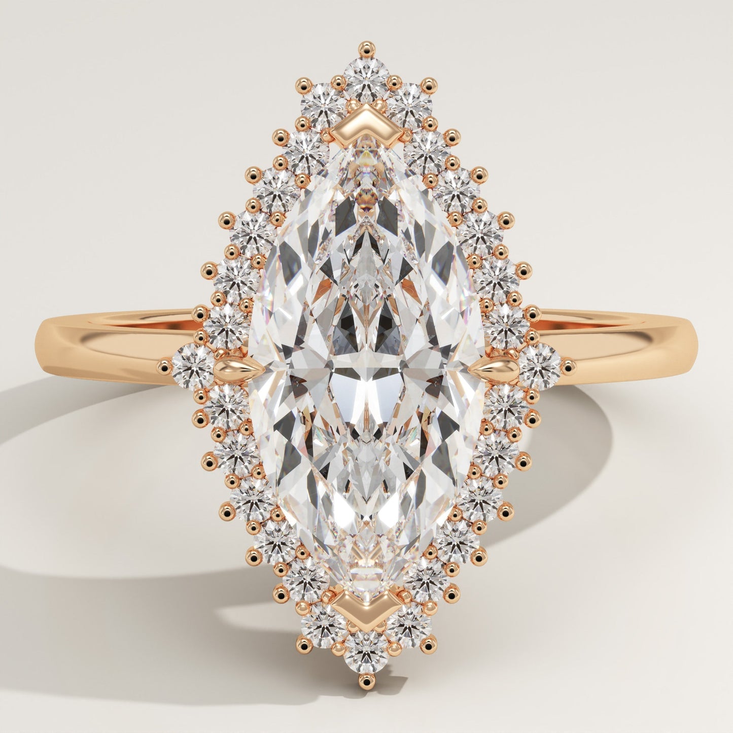 Marquise Cut Halo Lab-Grown Diamond Engagement Ring