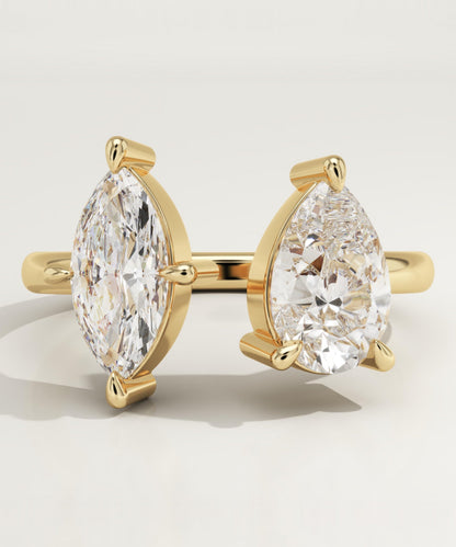 2 TCW Pear & Marquise Cut Toi Et Moi Lab-Grown Diamond Engagement Ring
