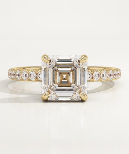 Asscher Cut Pave Lab-Grown Diamond Engagement Ring