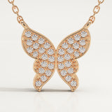 0.094 TCW Round Lab-Grown Diamond Butterfly Charm Necklace