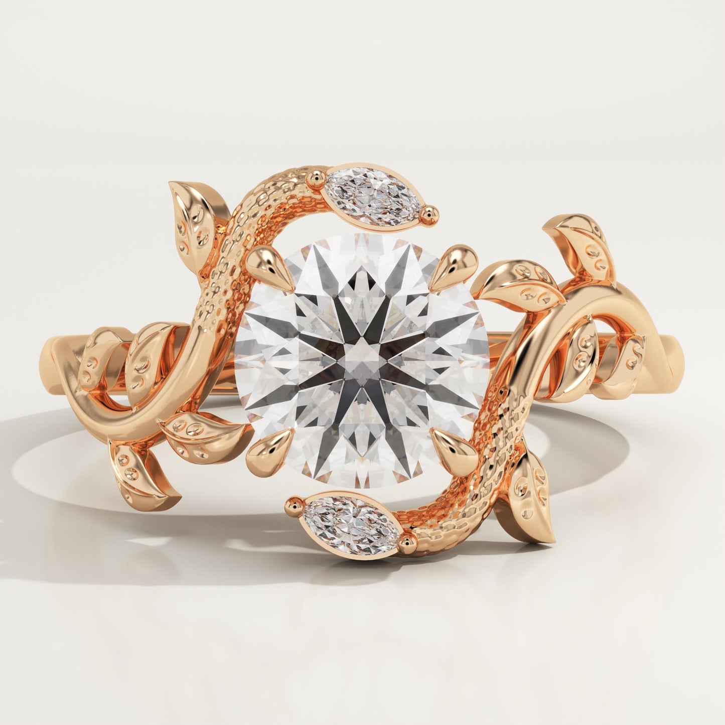 Round Cut Nature Inspired Lab-Grown Diamond Engagement Ring