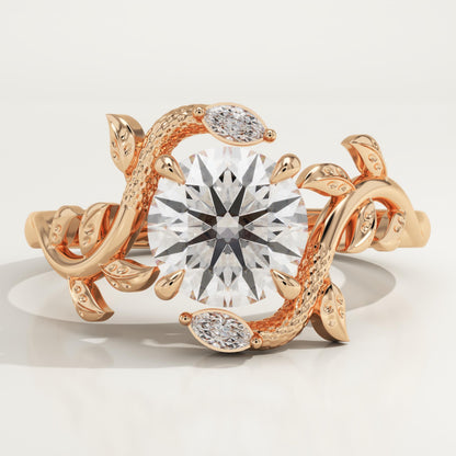 Round Cut Nature Inspired Lab-Grown Diamond Engagement Ring