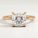 2.0 CT Cushion Cut Hidden Halo Lab-Grown Diamond Engagement Ring