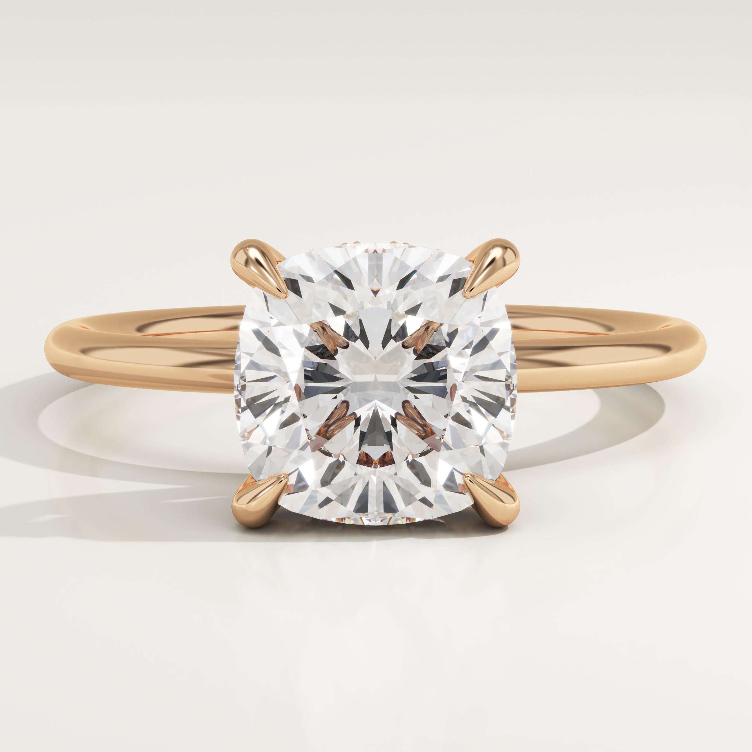 2.0 CT Cushion Cut Hidden Halo Lab-Grown Diamond Engagement Ring
