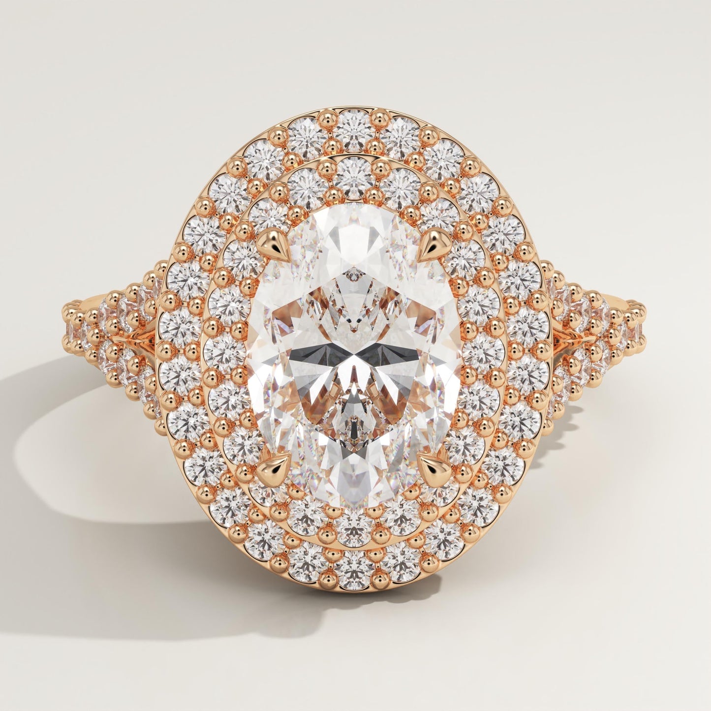 Oval Cut Double Halo & Pave Lab-Grown Diamond Engagement Ring
