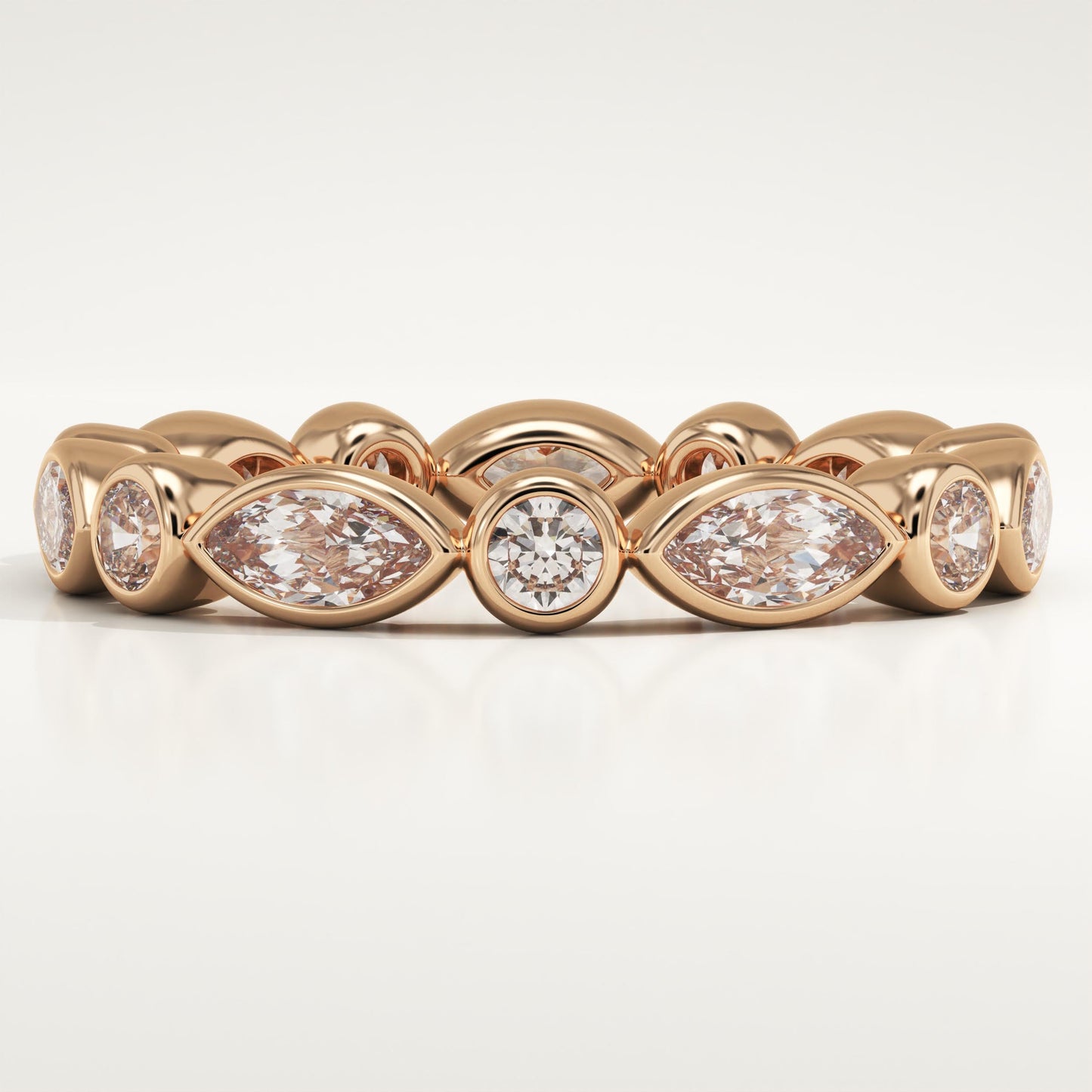 2.72 TCW Round & Marquise Lab-Grown Diamond Full Eternity Wedding Band