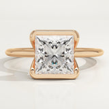 2.0 CT Princess Cut Half Bezel Lab-Grown Diamond Engagement Ring