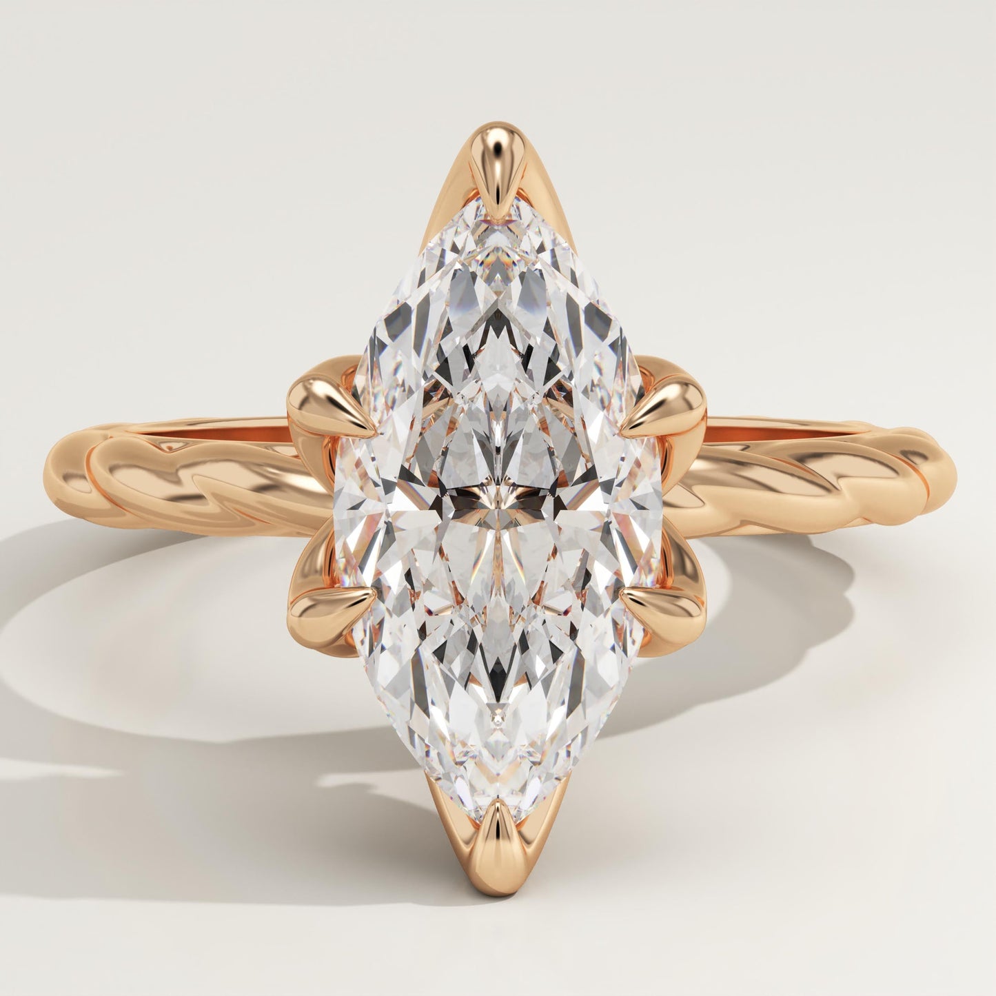 Marquise Cut Twisted Shank Lab-Grown Diamond Engagement Ring
