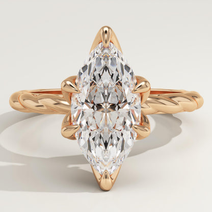 Marquise Cut Twisted Shank Lab-Grown Diamond Engagement Ring