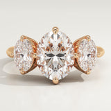 2.0 CT Oval Cut Three Stone Lab-Grown Diamond Engagement Ring